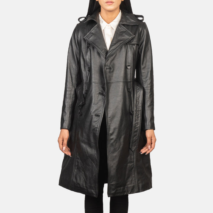 Plucky Double Breasted Leather Coat