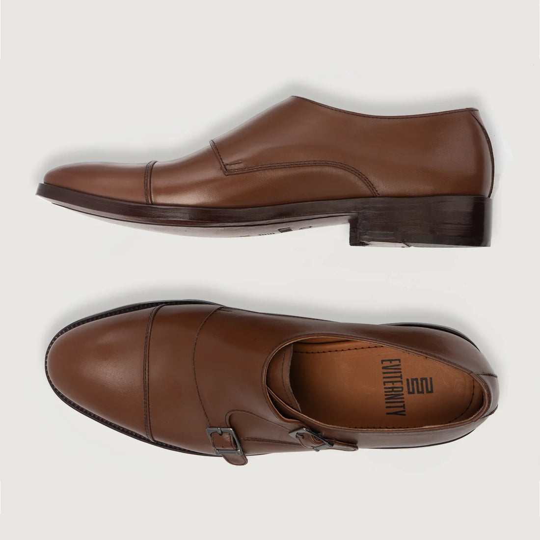 Boston Double Monk Strap Brown Leather Shoes