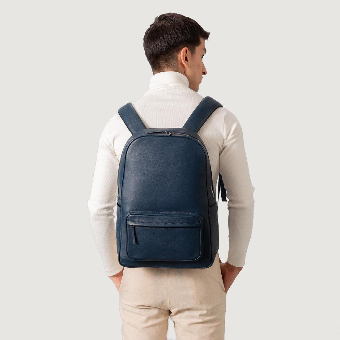 The Philos Midnight Blue Leather Backpack