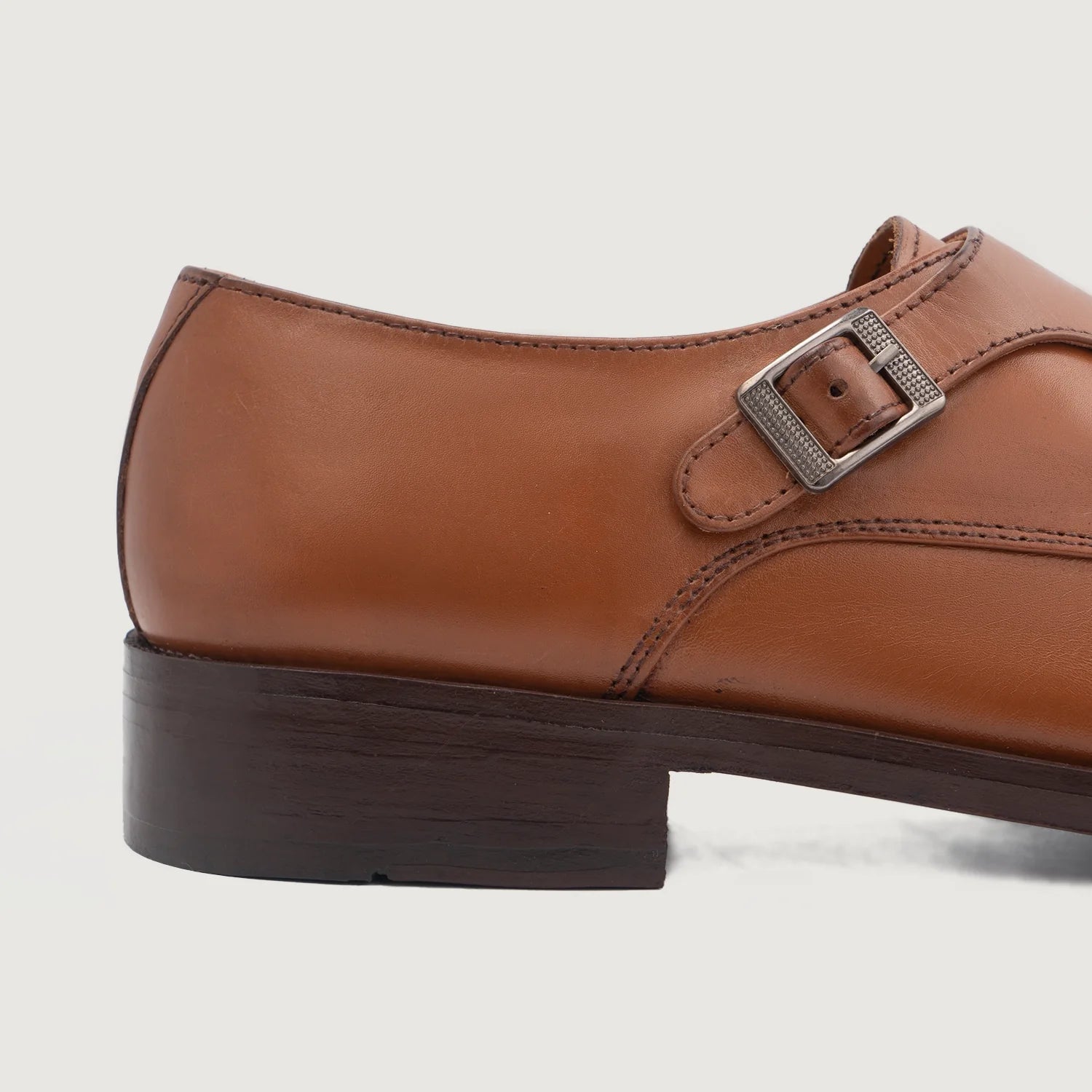 Boston Double Monk Strap Tan Leather Shoes