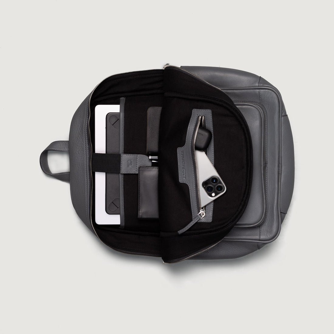 The Philos Grey Leather Backpack