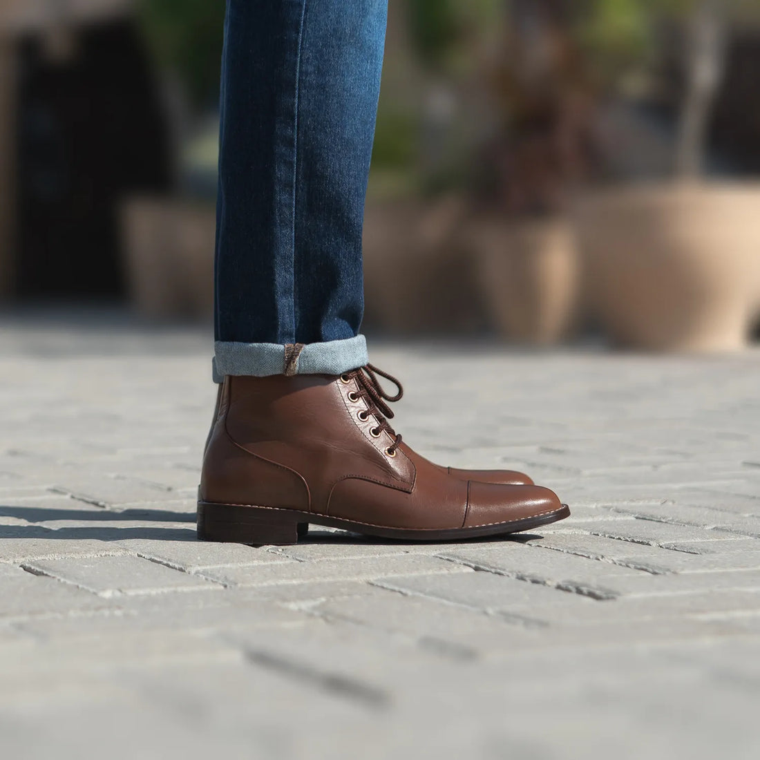 Knight Derby Brown Leather Boots