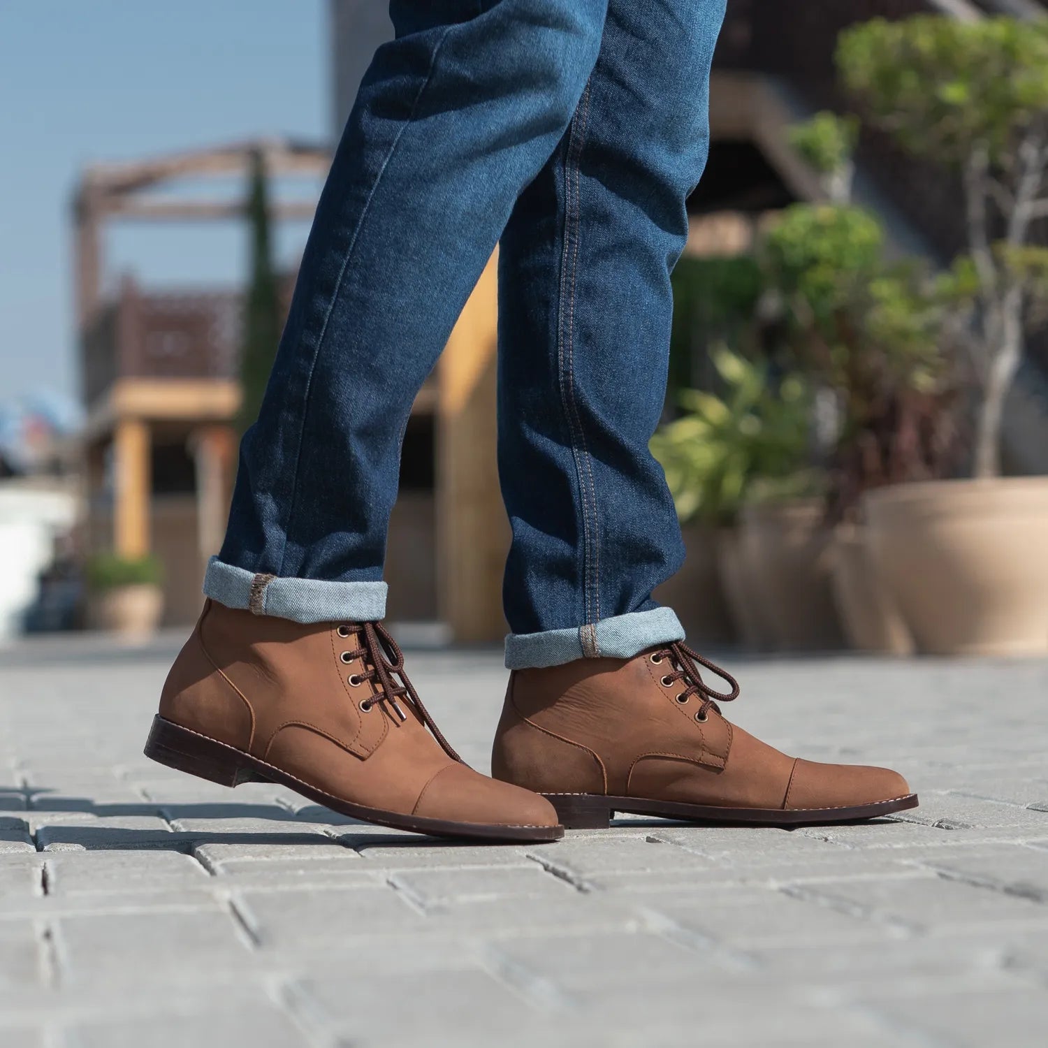 Knight Derby Oil Pull-up Brown Leather Boots