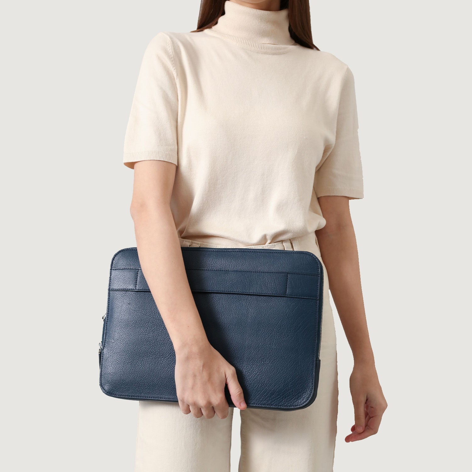 The Baxter Midnight Blue Leather Laptop Sleeve