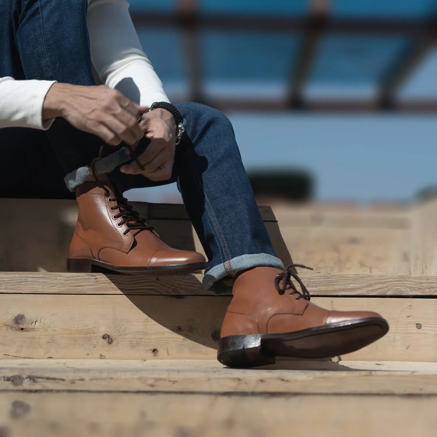 Knight Derby Tan Leather Boots