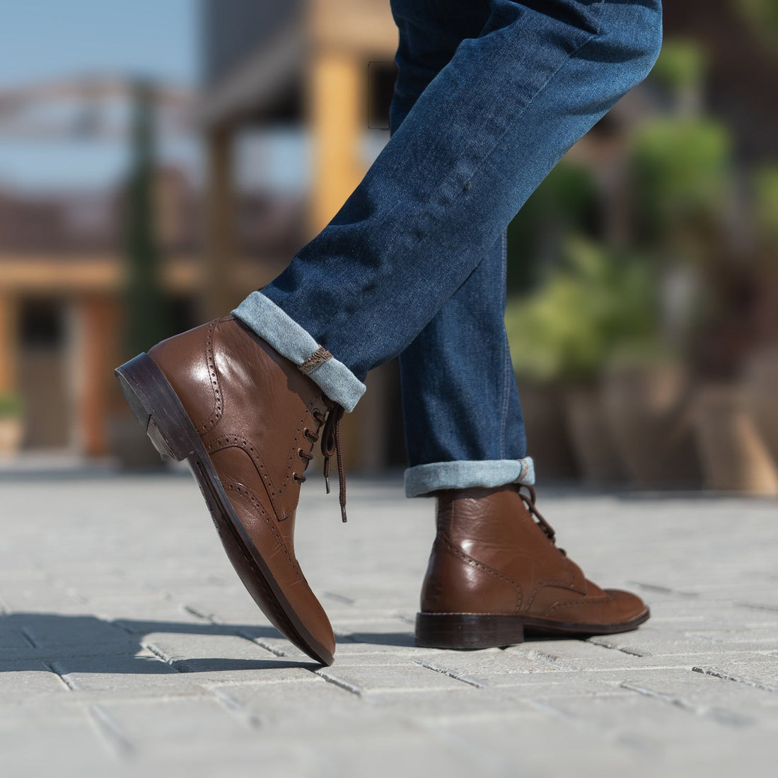 Duster Brogues Derby Brown Leather Boots