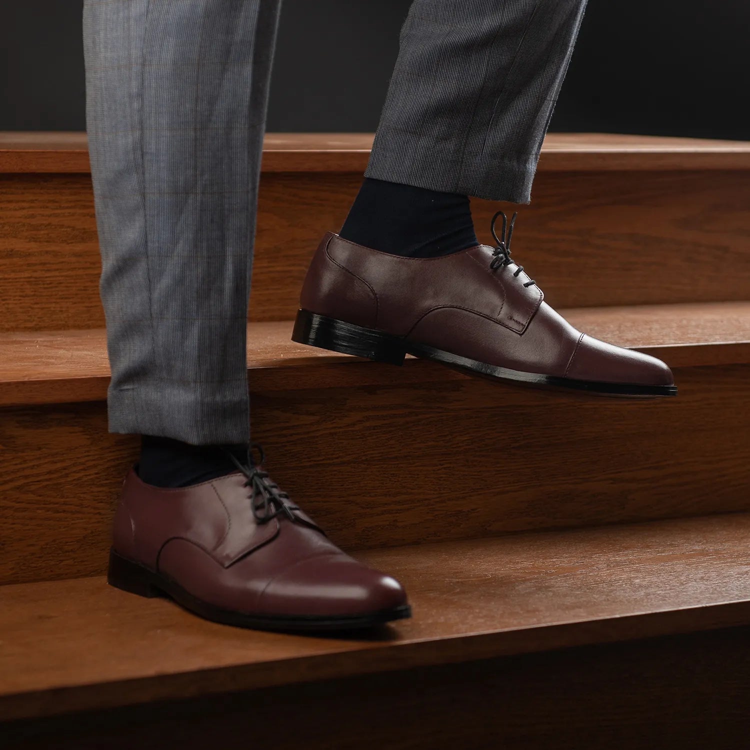 Attorney Derby Maroon Leather Shoes
