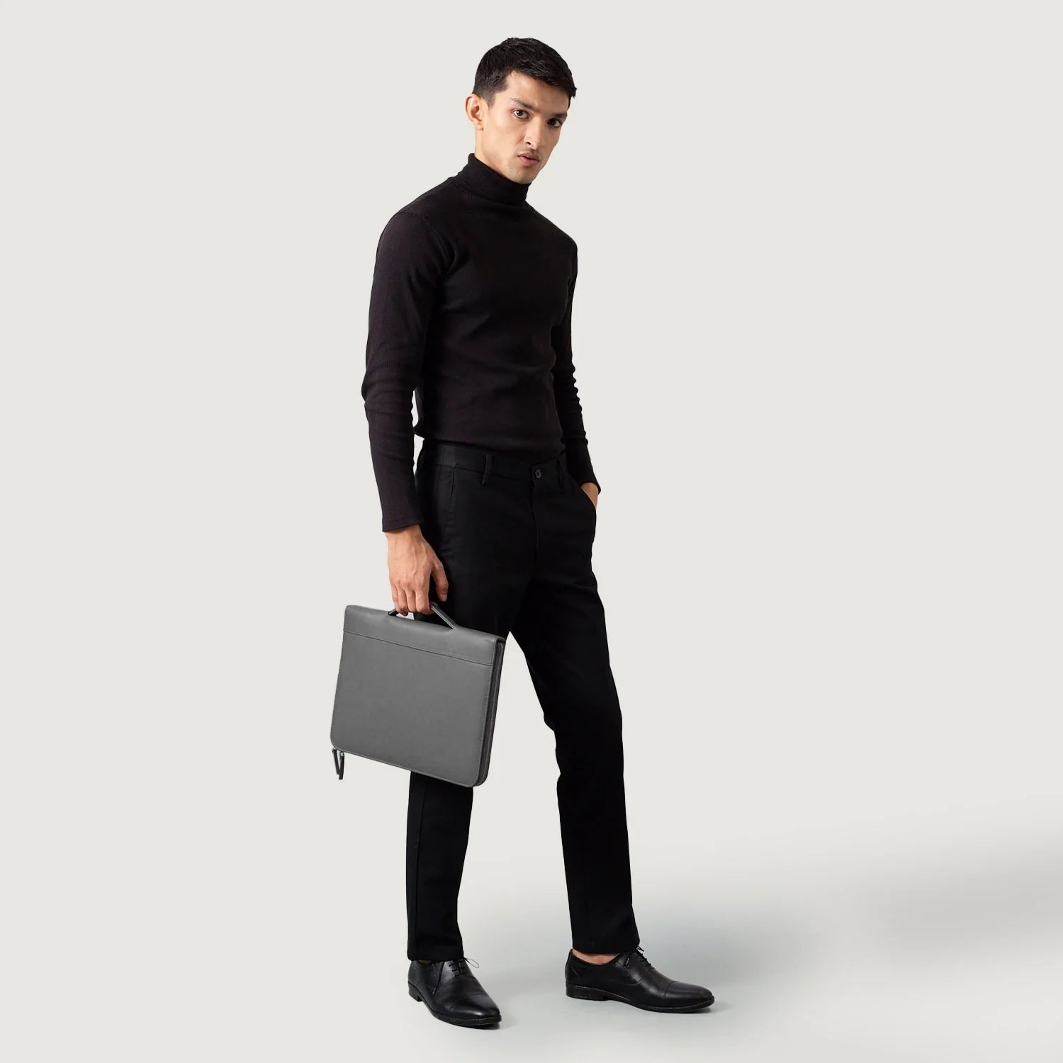 The Eclectic Grey Leather Folio Organizer