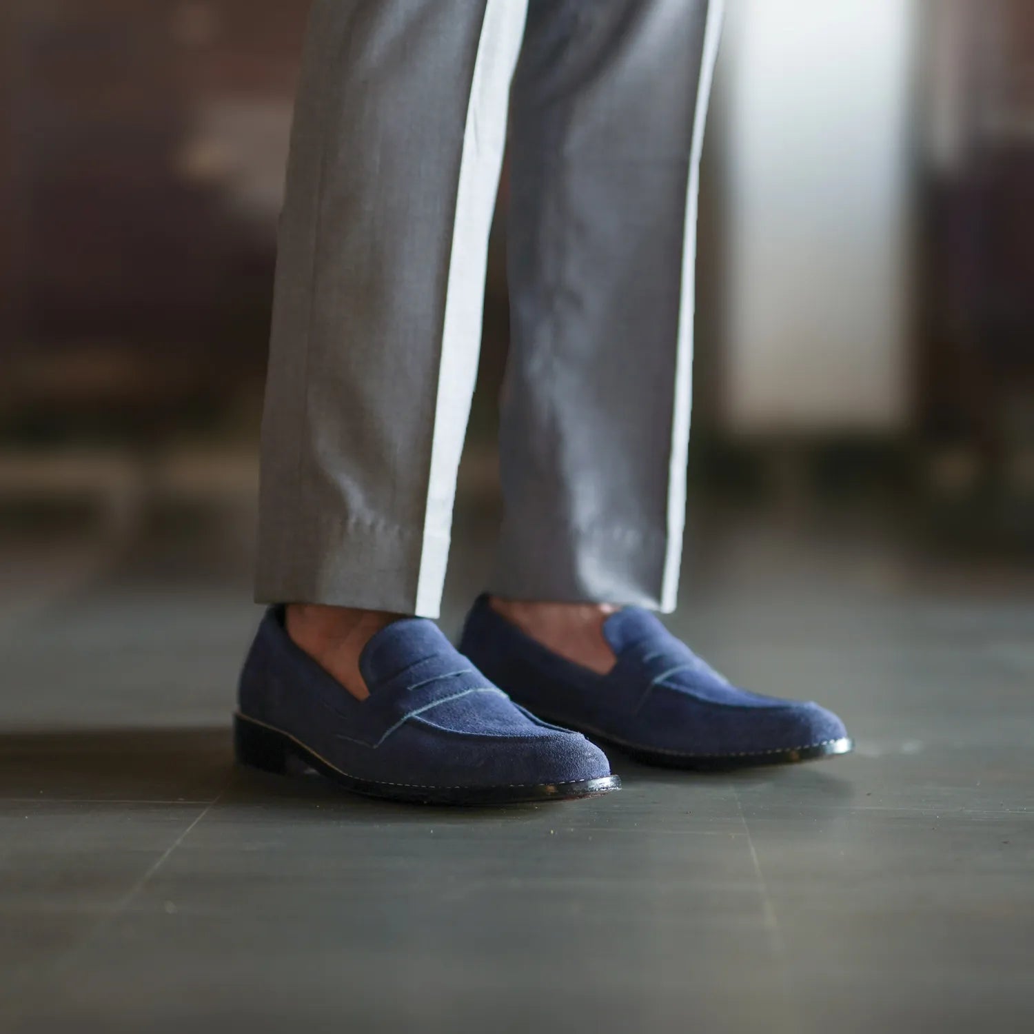 Baxton Blue Suede Leather Loafers