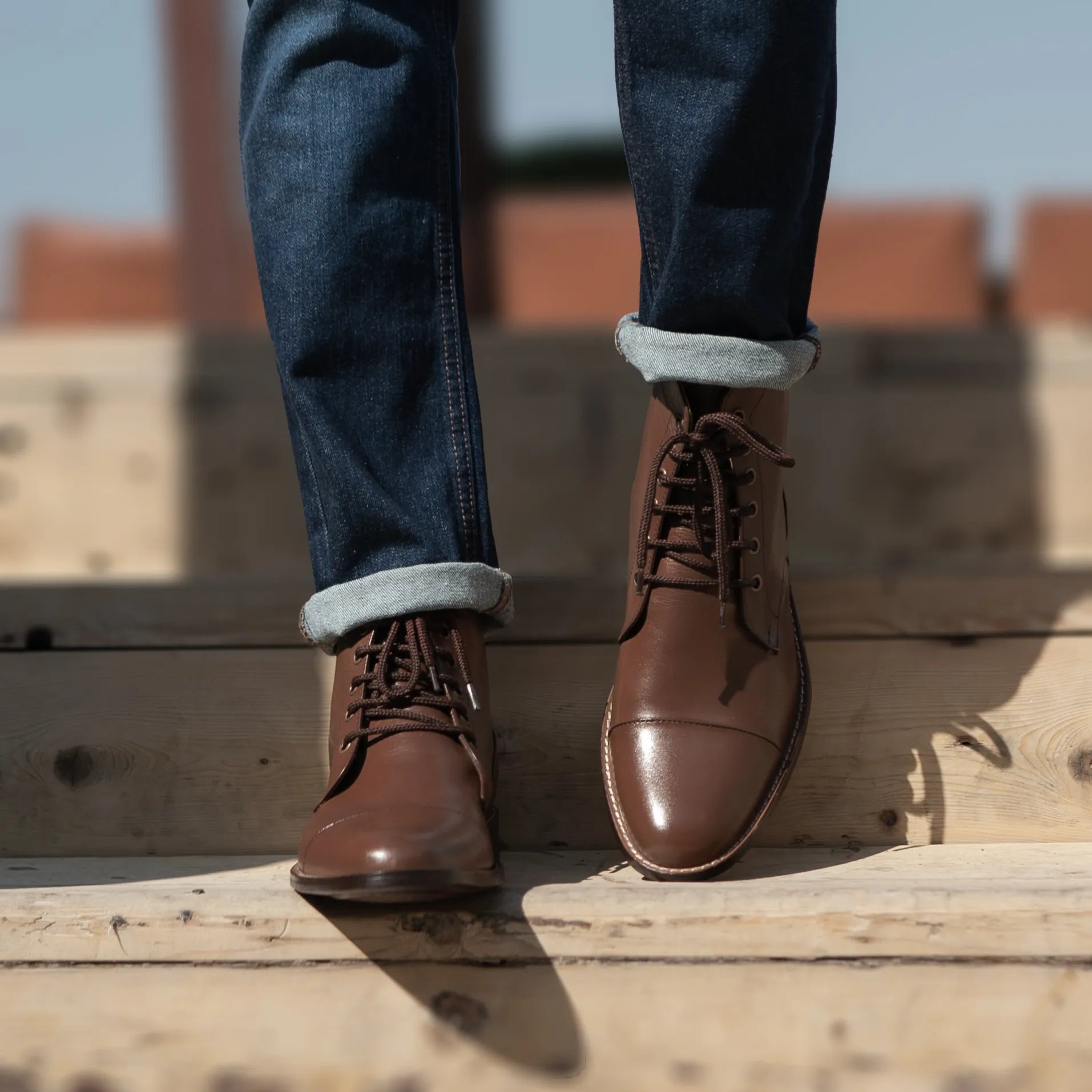 Knight Derby Brown Leather Boots
