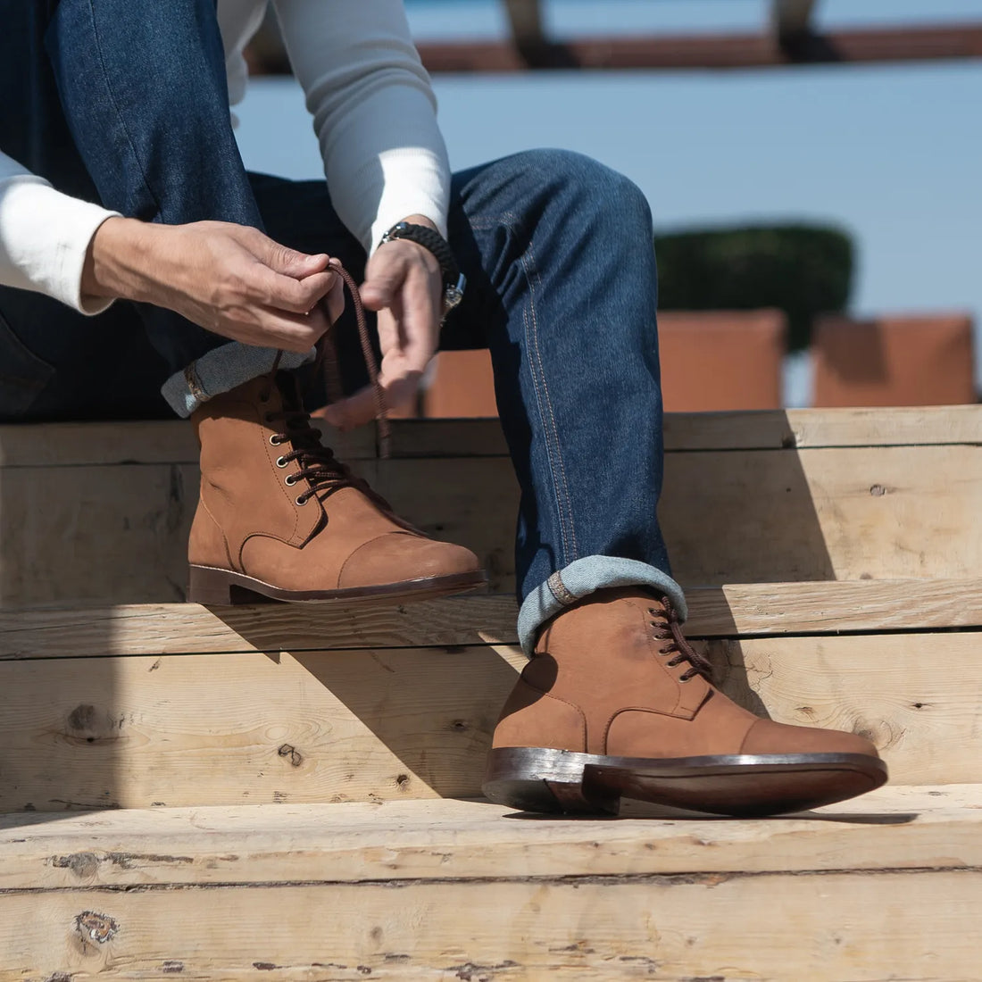 Knight Derby Oil Pull-up Brown Leather Boots