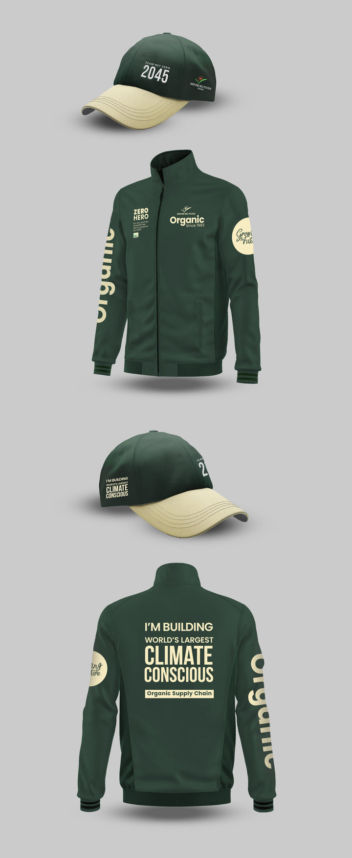 Custom naturebiofoods organic Jacket & Cap Sample