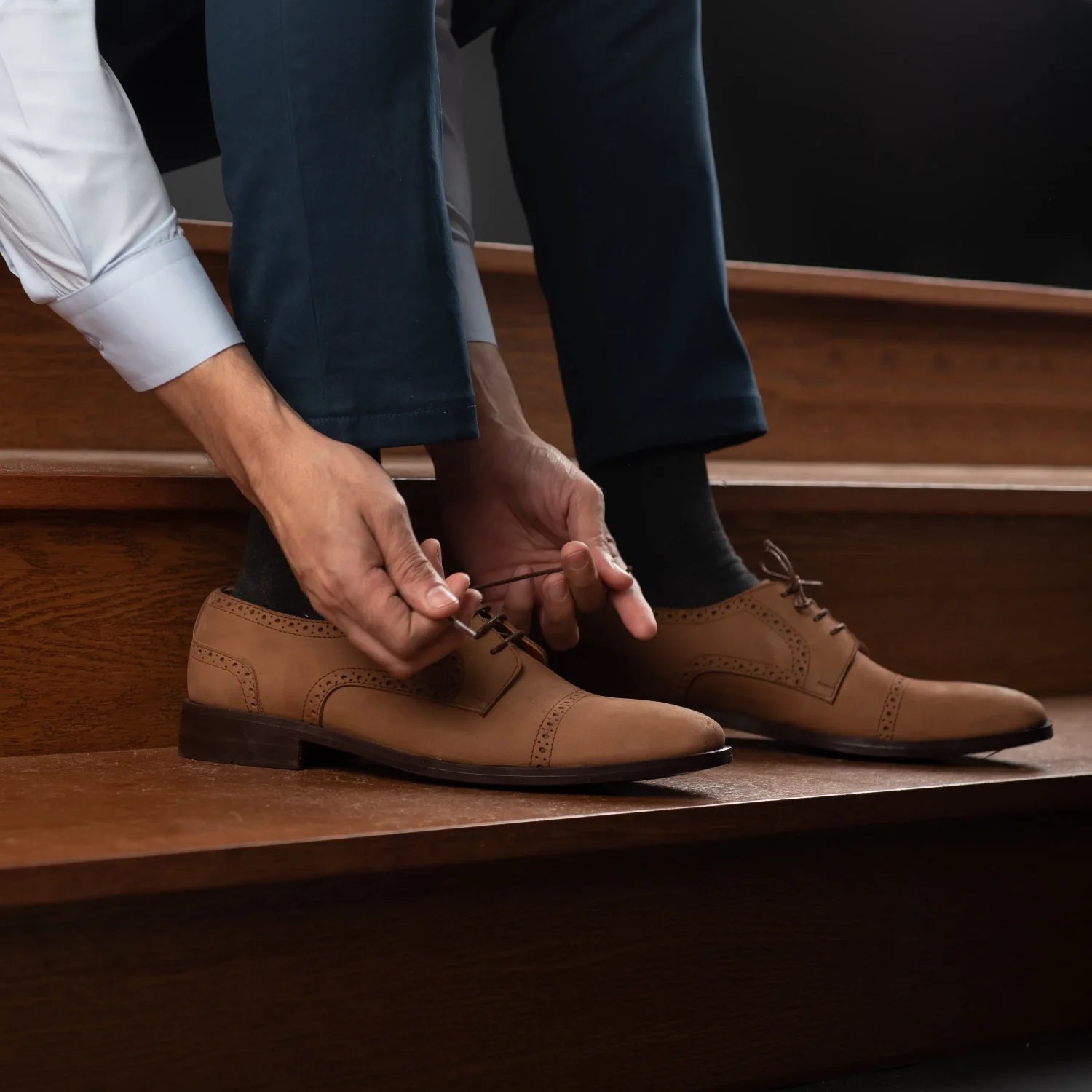 Dirk Brogues Derby Brown Nubuck Leather Shoes