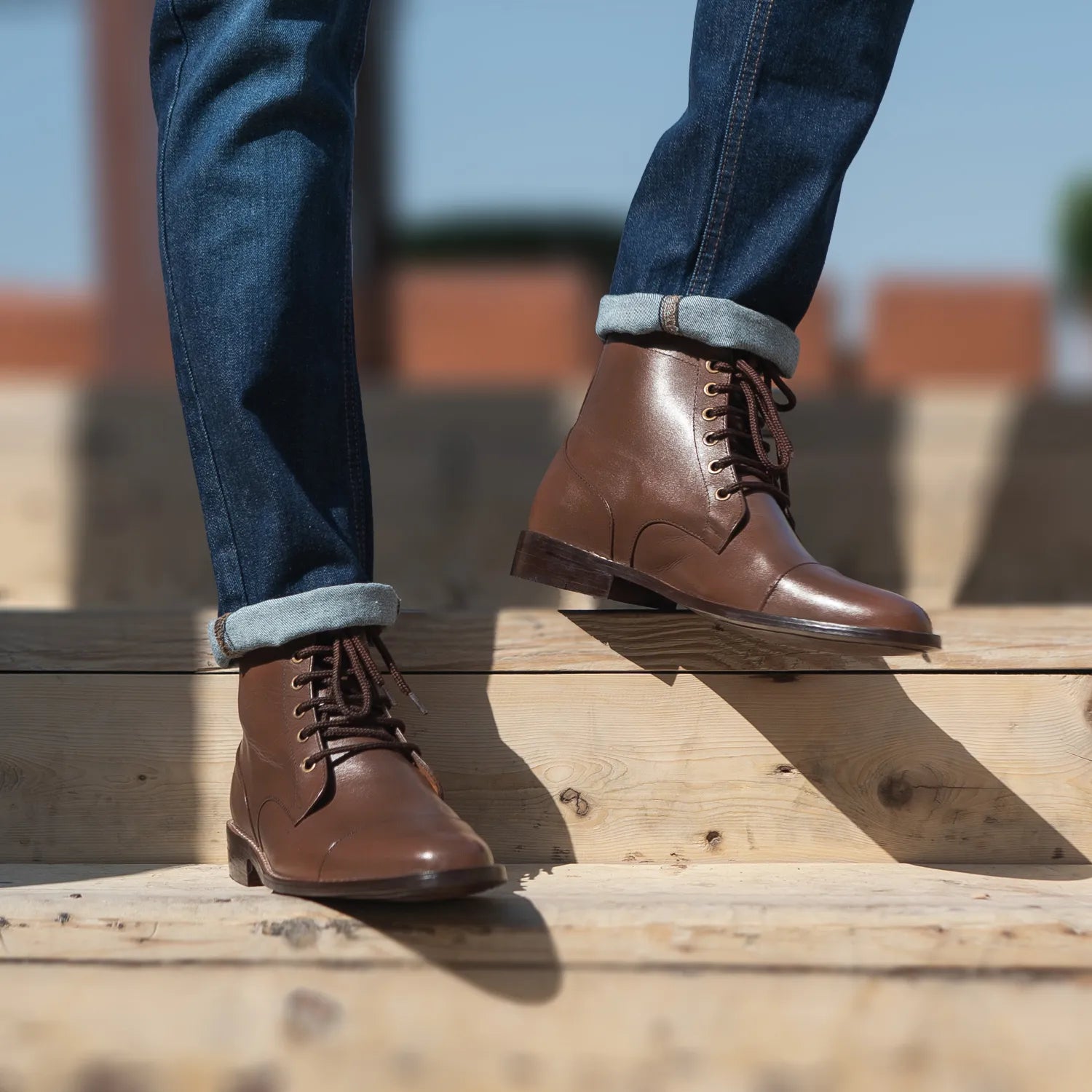 Knight Derby Brown Leather Boots