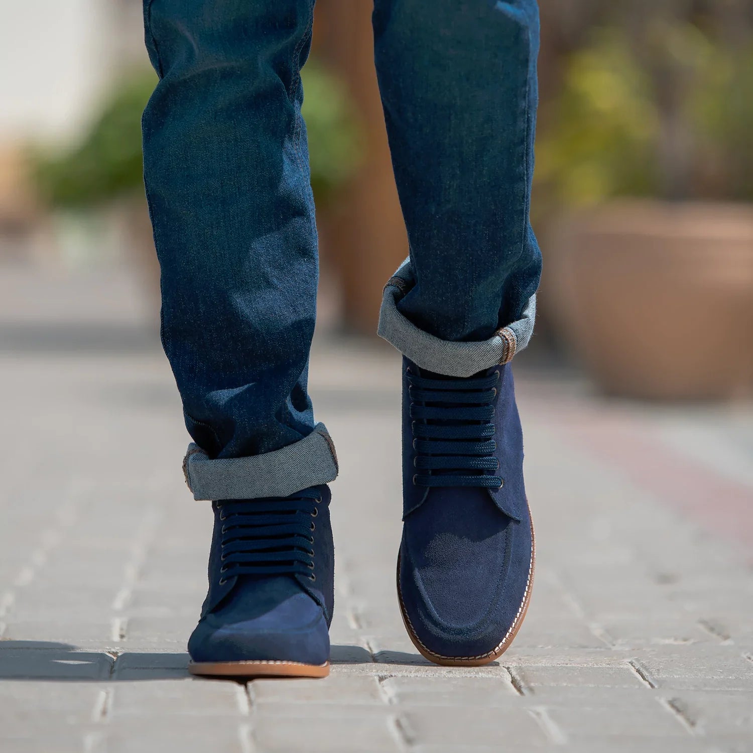 Bearman Moc Toe Blue Suede Boots