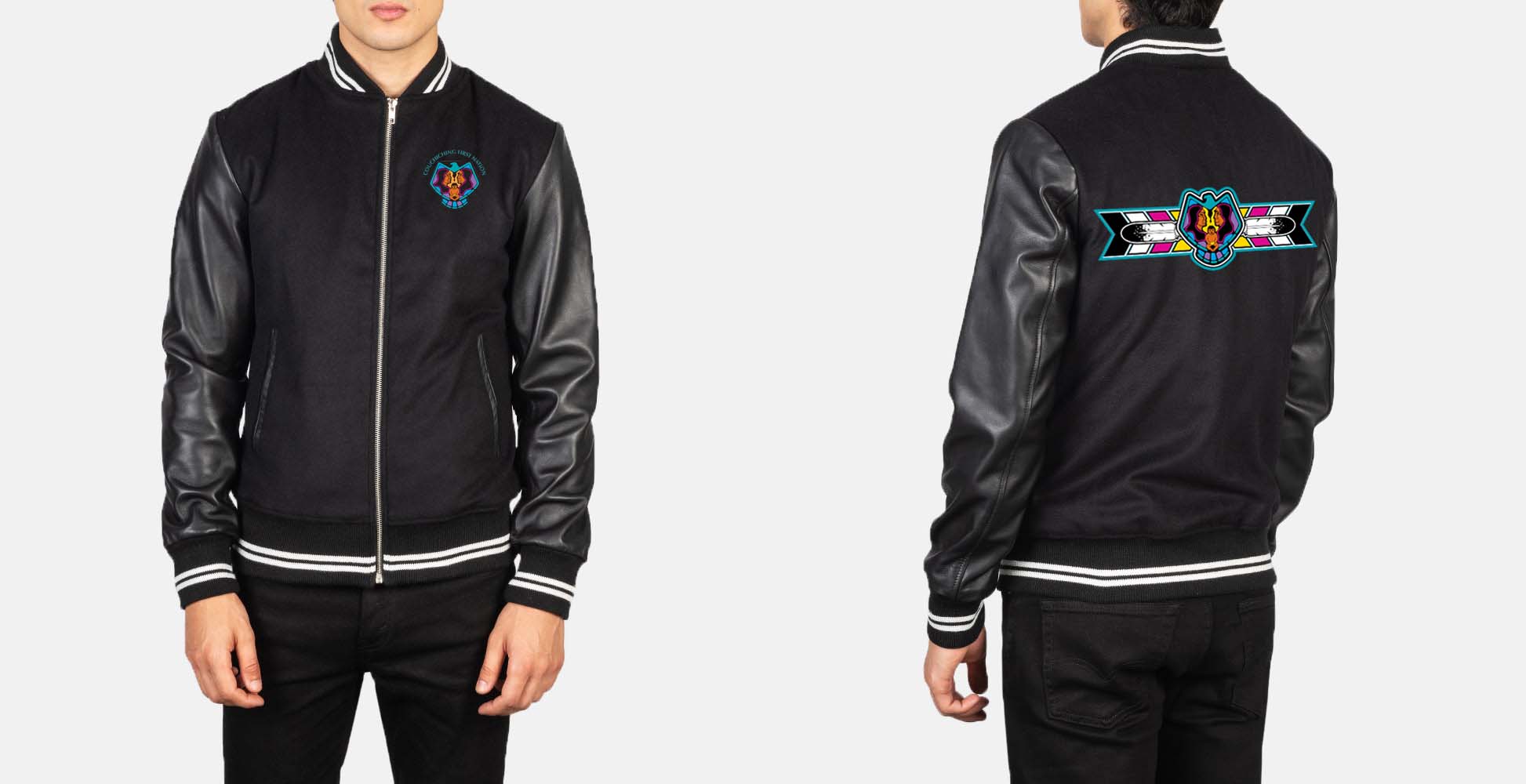 Custom Sandy Bruyere Hybrid Varsity Jacket 1/2 installments