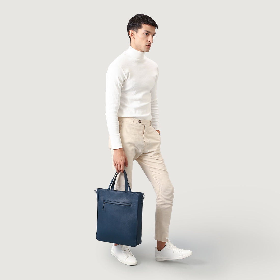 The Poet Midnight Blue Leather Tote Bag