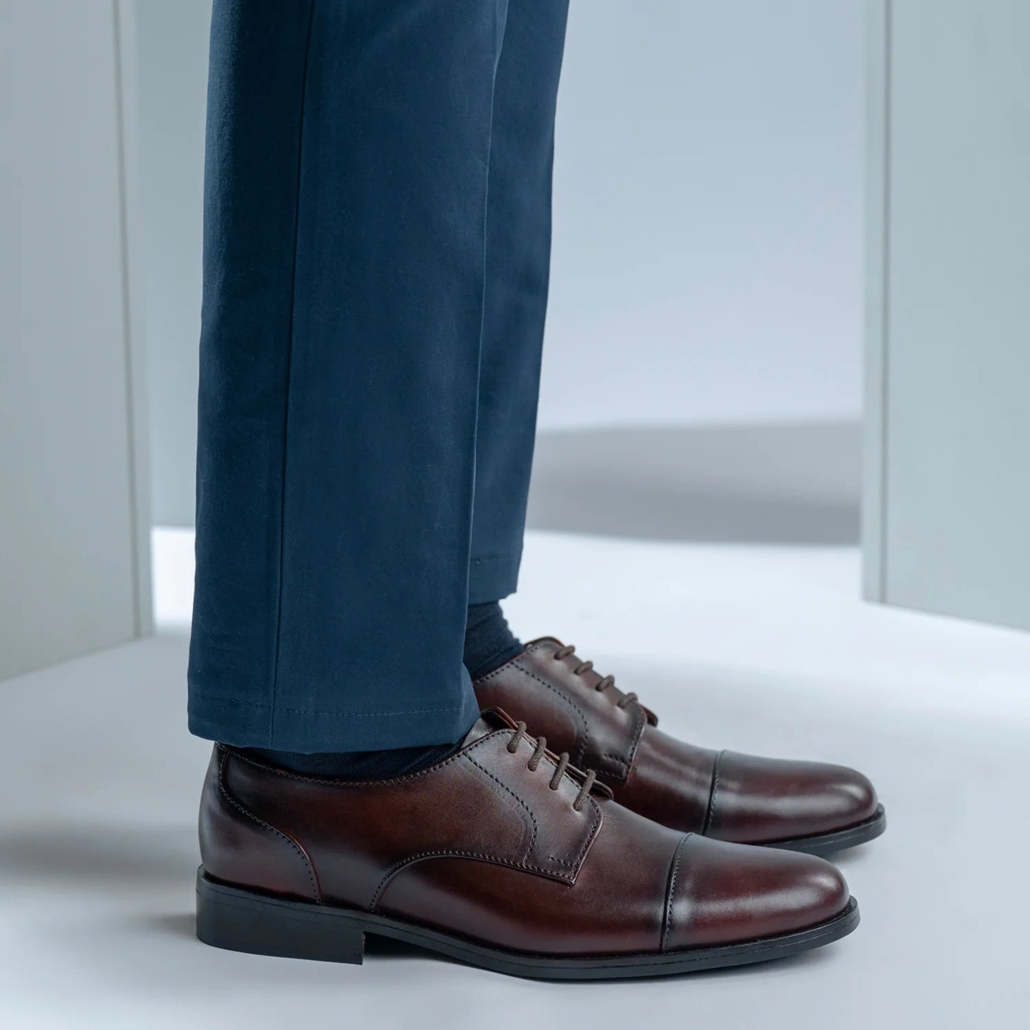 Attorney Derby Burnished Brown Leather Shoes - StudGuard