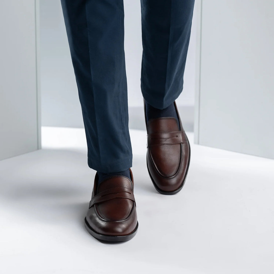 Baxton Burnished Brown Leather Loafers