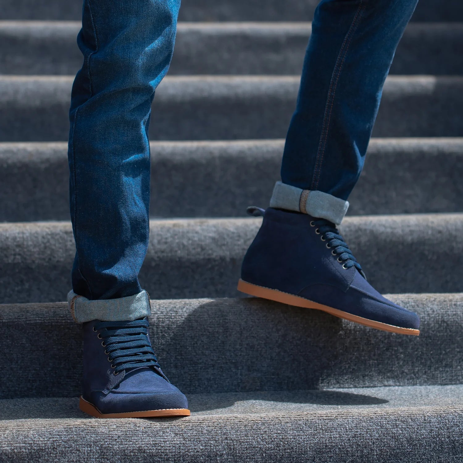 Bearman Moc Toe Blue Suede Boots