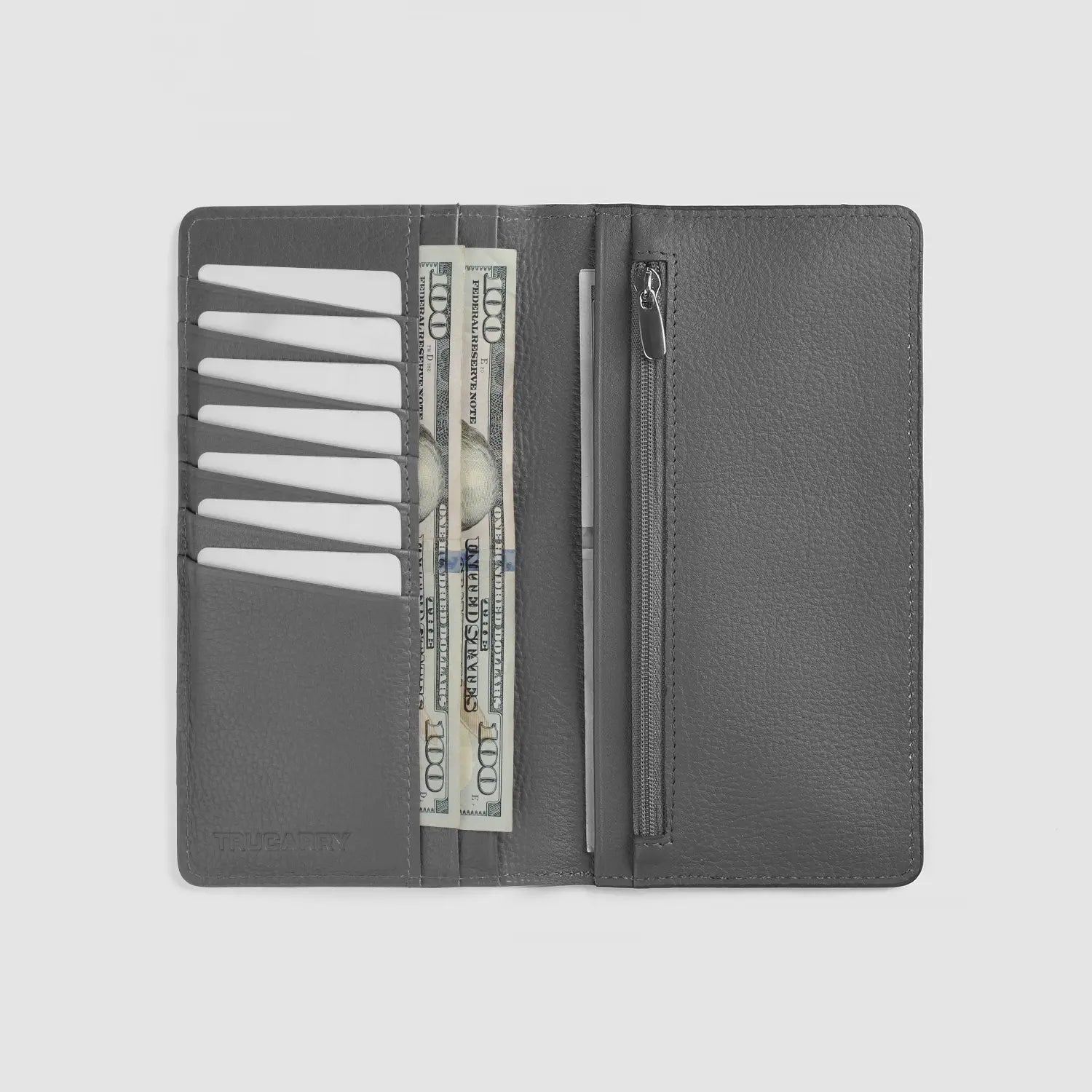 Cameron Grey Leather Long Wallet