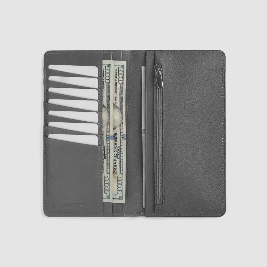 Cameron Grey Leather Long Wallet