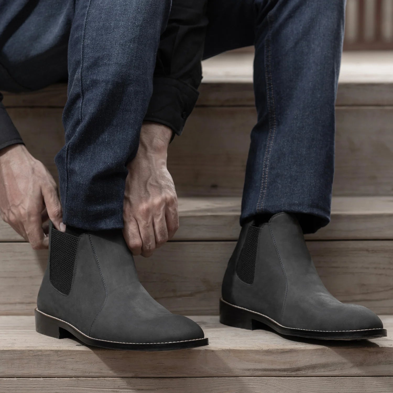 Clarkson Chelsea Black Nubuck Leather Boots - StudGuard