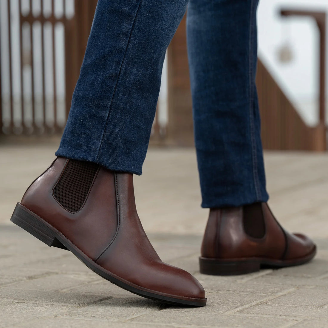 Clarkson Chelsea Brown Burnished Leather Boots - StudGuard