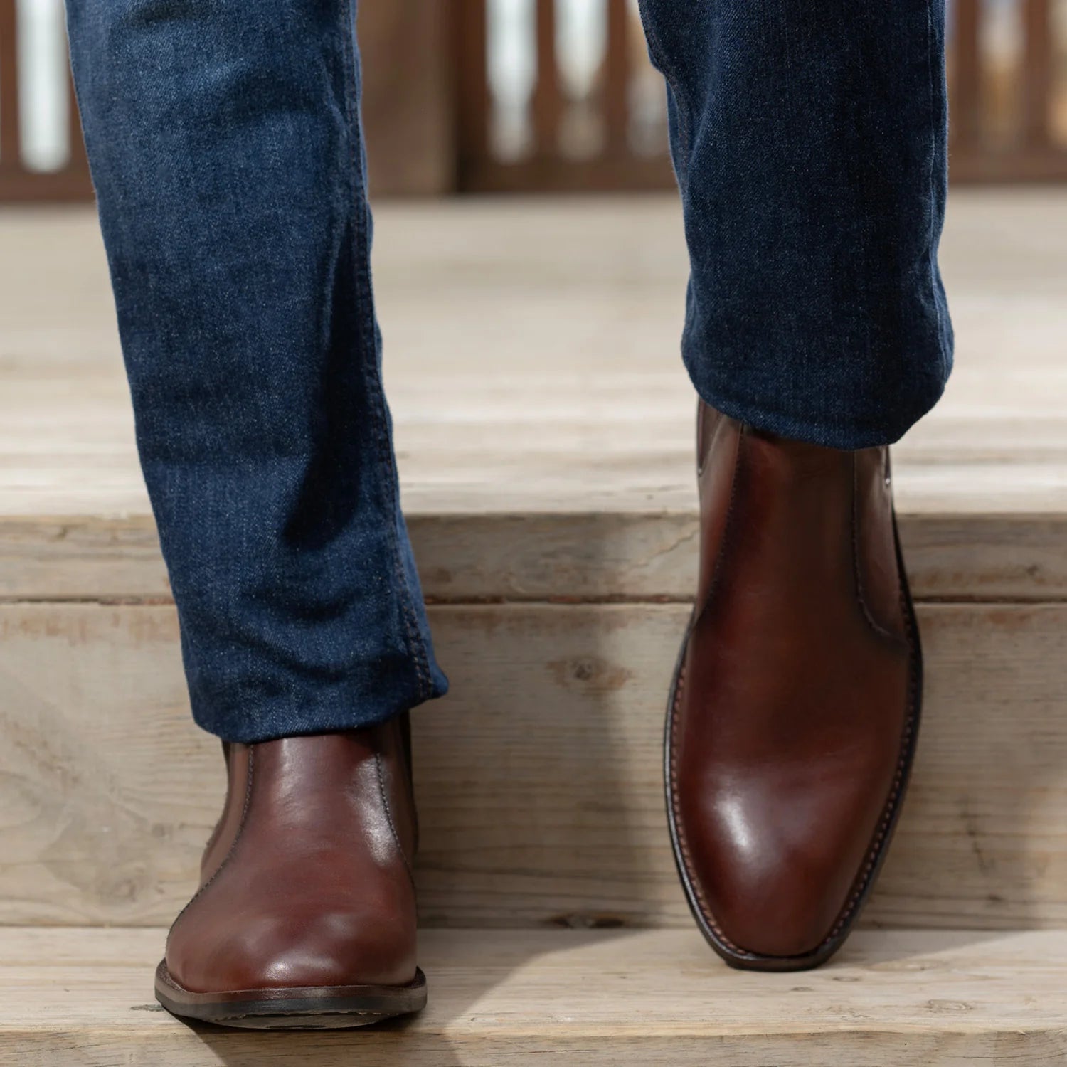 Clarkson Chelsea Brown Burnished Leather Boots - StudGuard