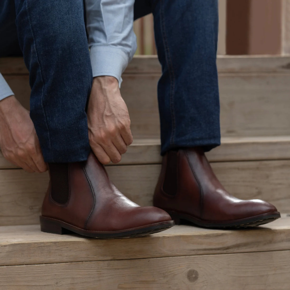 Clarkson Chelsea Brown Burnished Leather Boots - StudGuard