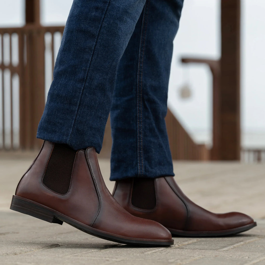 Clarkson Chelsea Brown Burnished Leather Boots - StudGuard