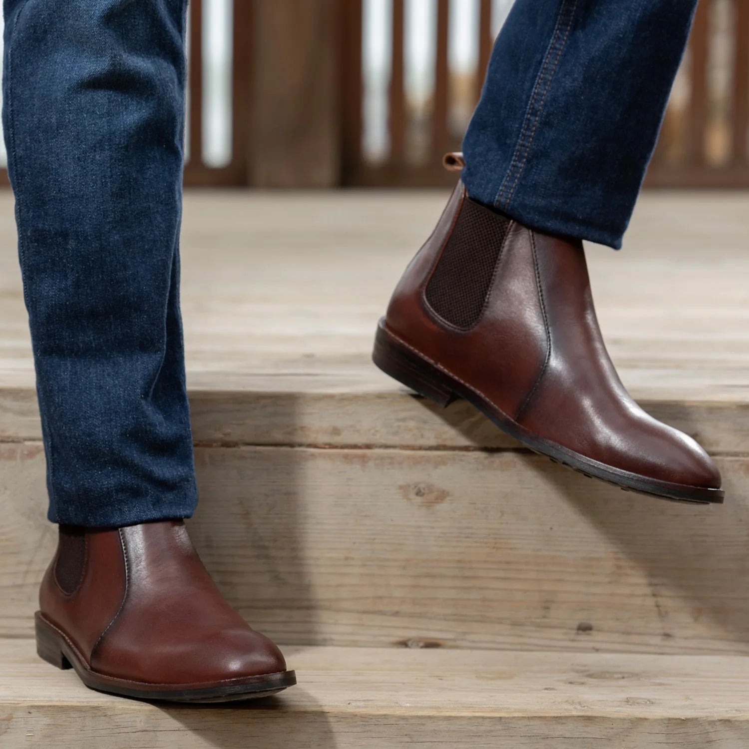 Clarkson Chelsea Brown Burnished Leather Boots - StudGuard