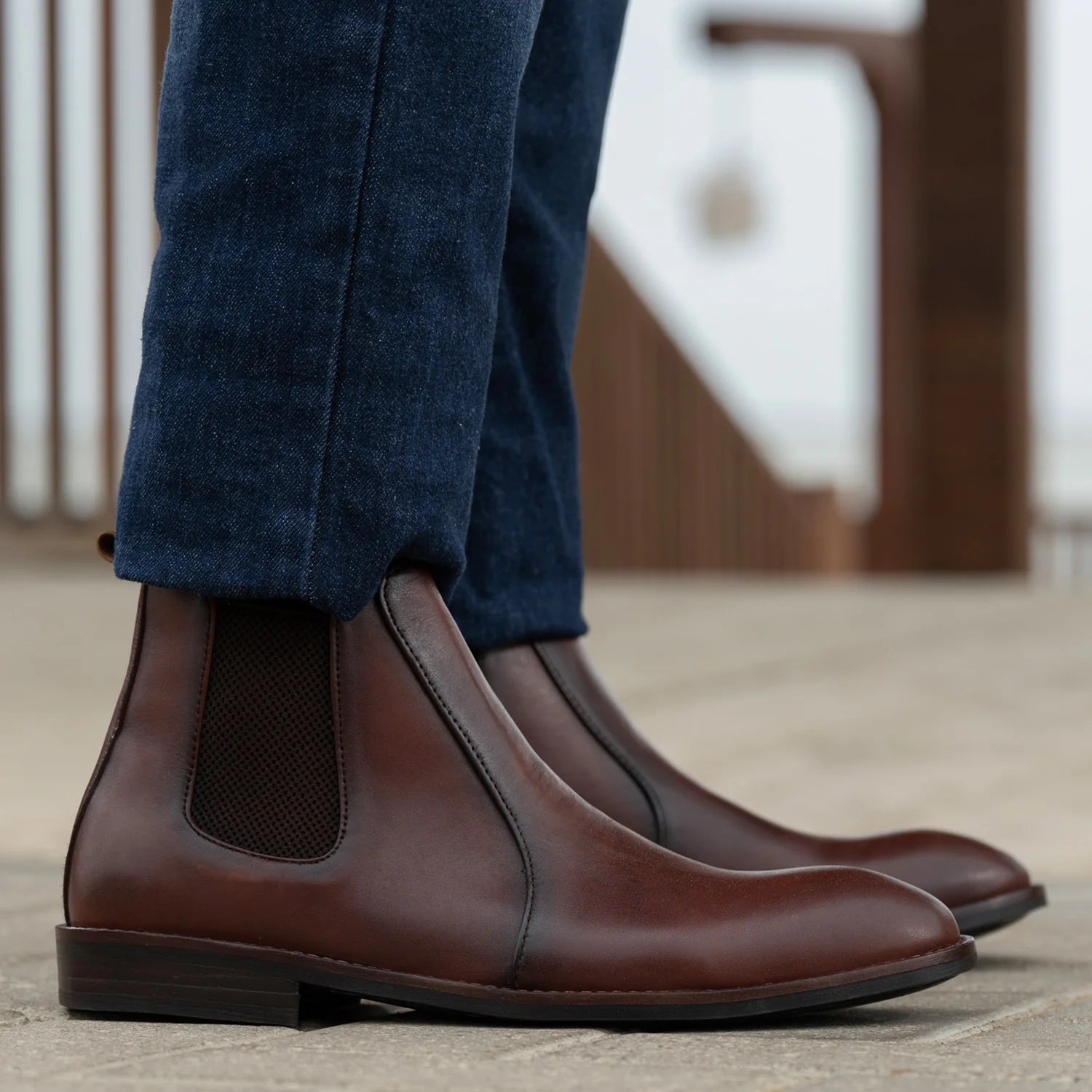 Clarkson Chelsea Brown Burnished Leather Boots - StudGuard