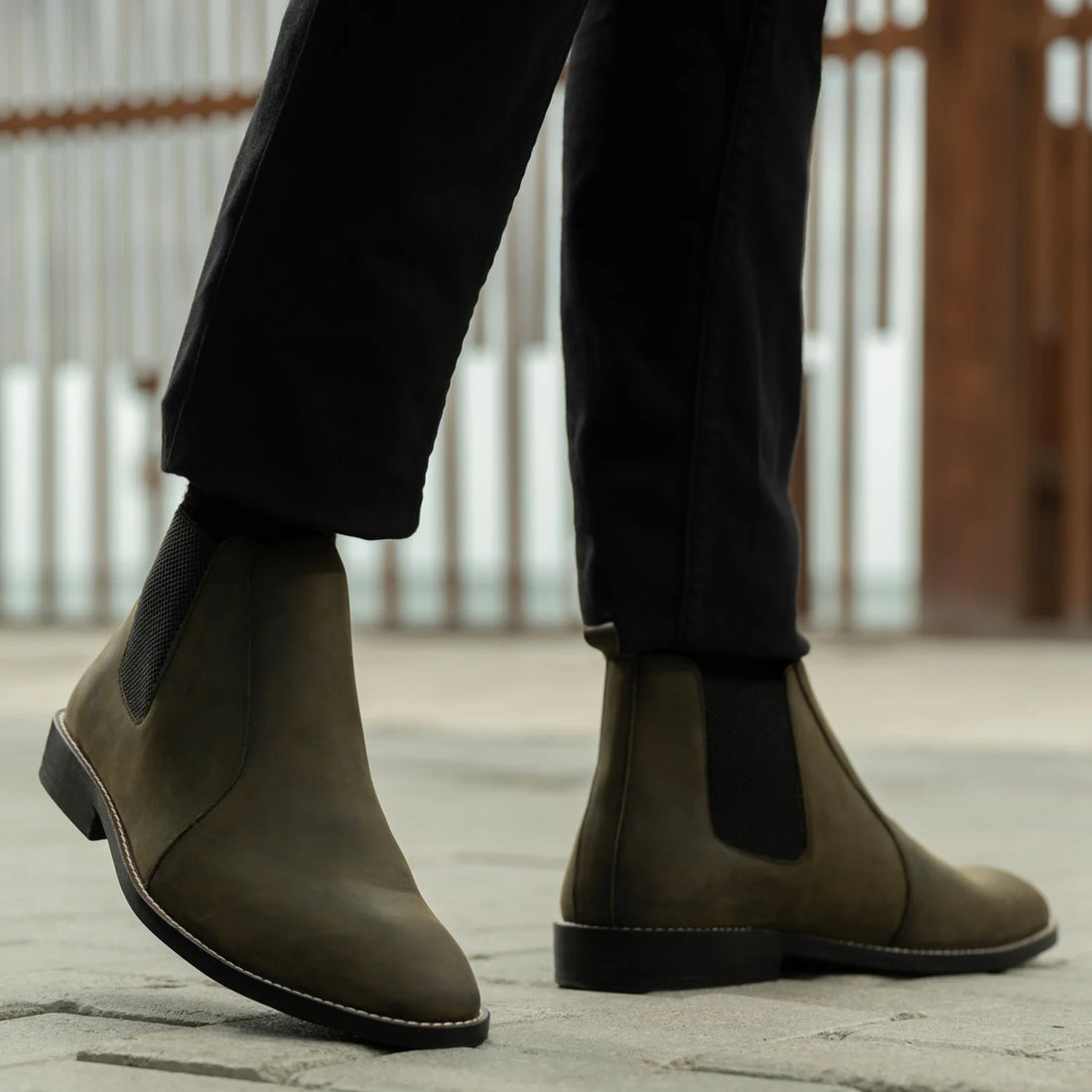 Clarkson Chelsea Olive Pullup Leather Boots - StudGuard