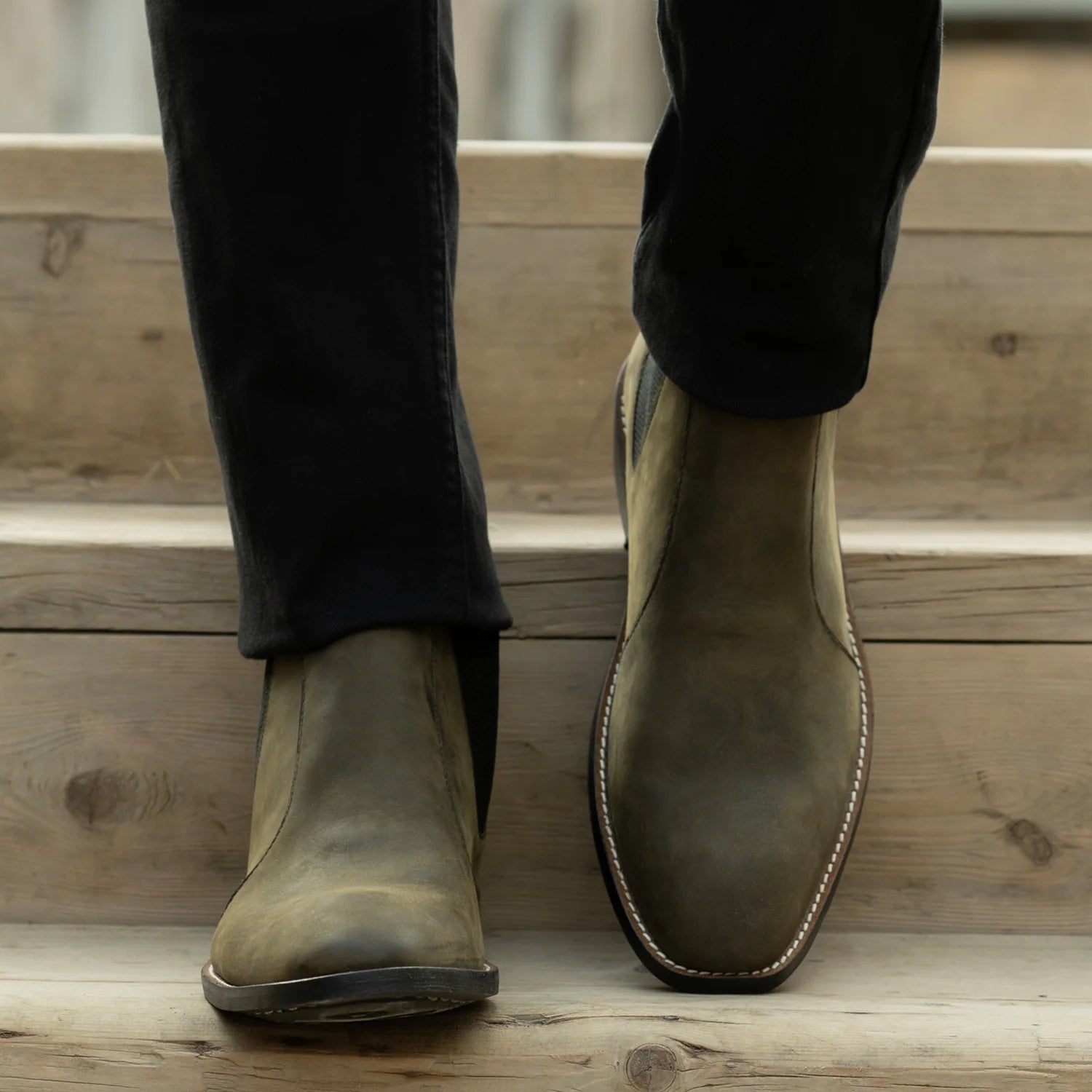 Clarkson Chelsea Olive Pullup Leather Boots - StudGuard