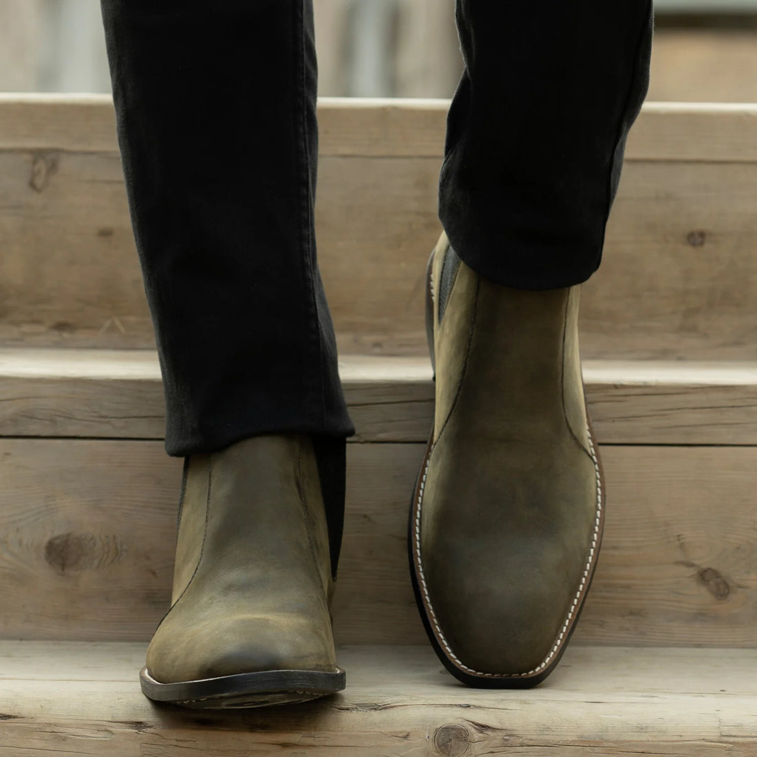 Clarkson Chelsea Olive Pullup Leather Boots - StudGuard