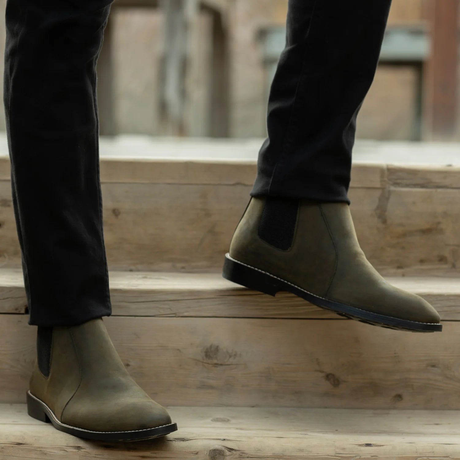 Clarkson Chelsea Olive Pullup Leather Boots - StudGuard