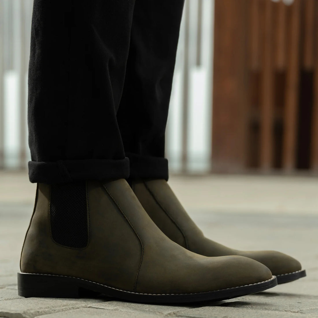 Clarkson Chelsea Olive Pullup Leather Boots - StudGuard