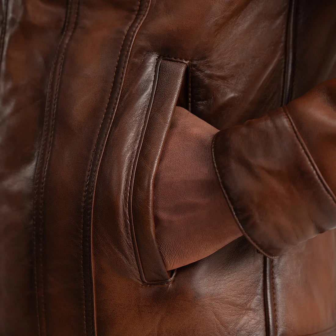 Dallis Brown Leather Shearling Trucker Jacket