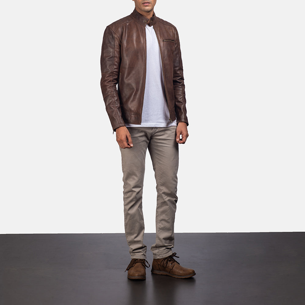 [FS] Dean Brown Leather Biker Jacket