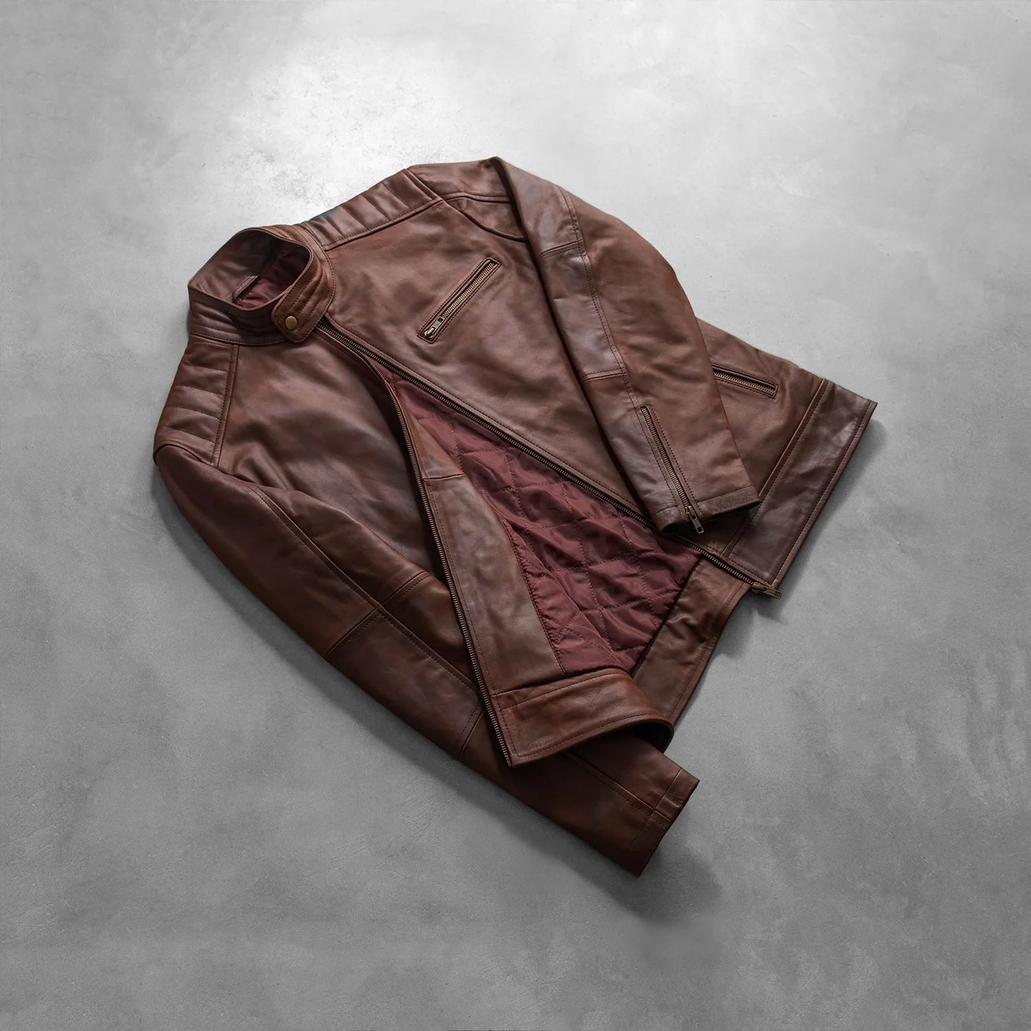 [FS] Dean Brown Leather Biker Jacket