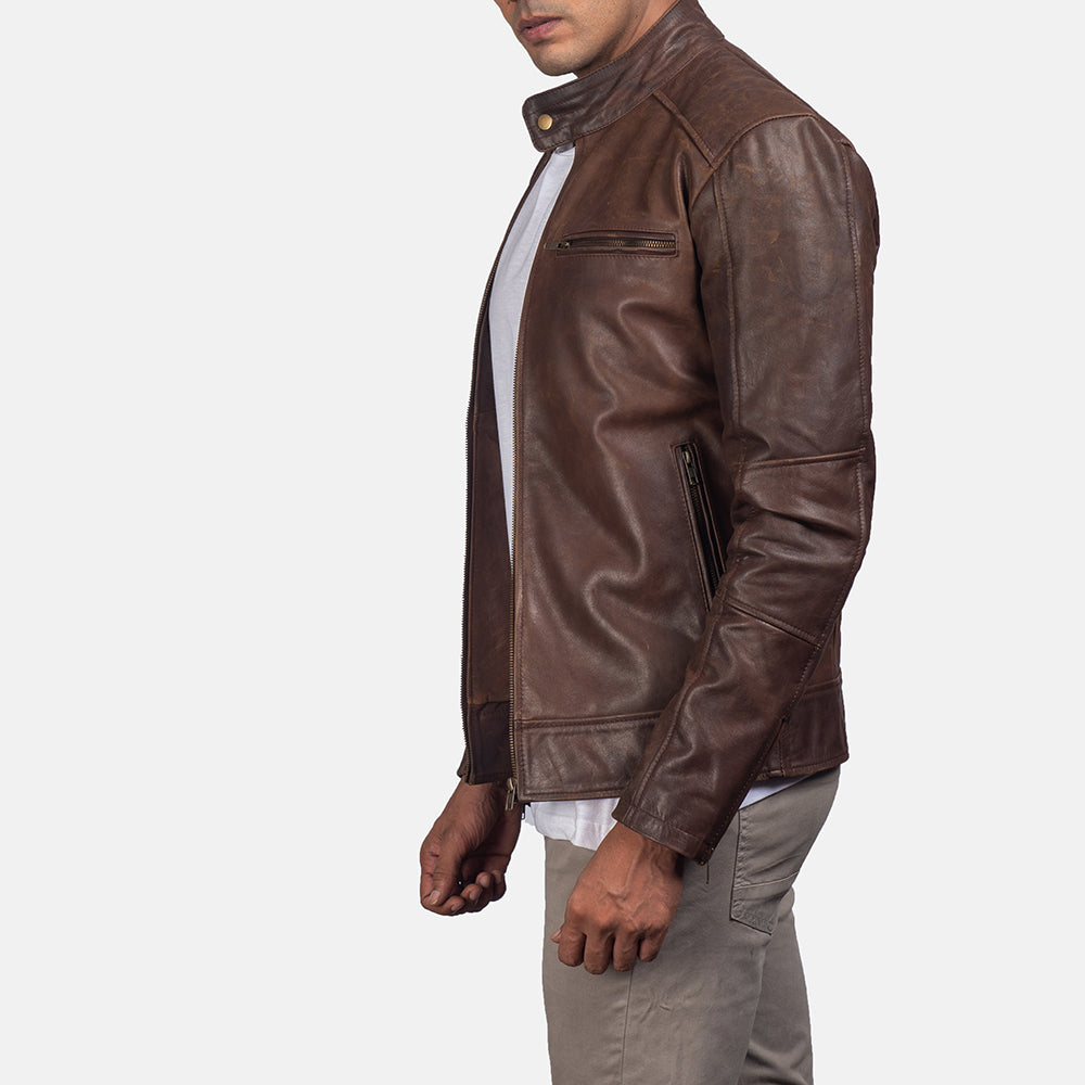 [FS] Dean Brown Leather Biker Jacket