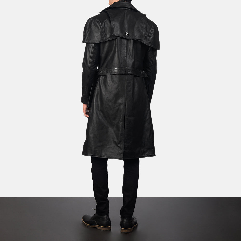 Deux Black Leather Duster