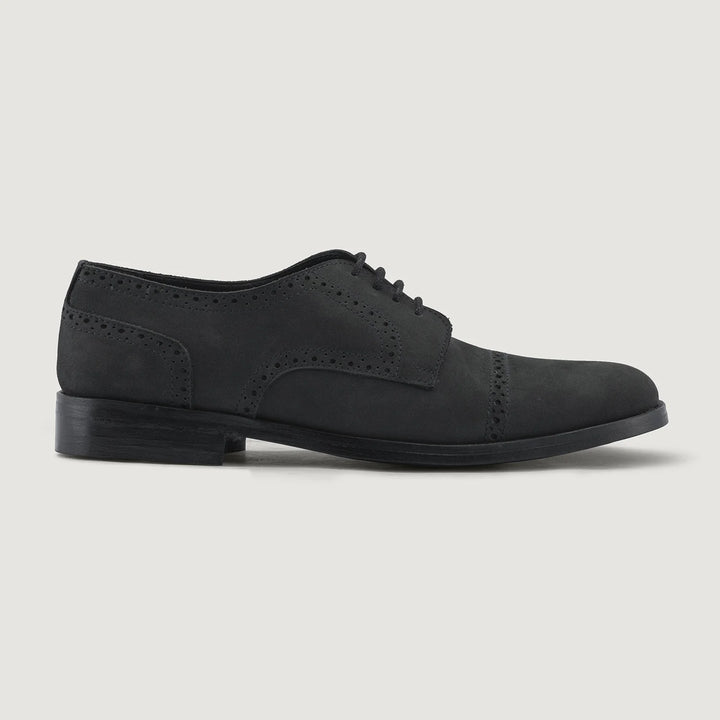 Dirk Brogues Derby Matte Black Nubuck Leather Shoes - StudGuard