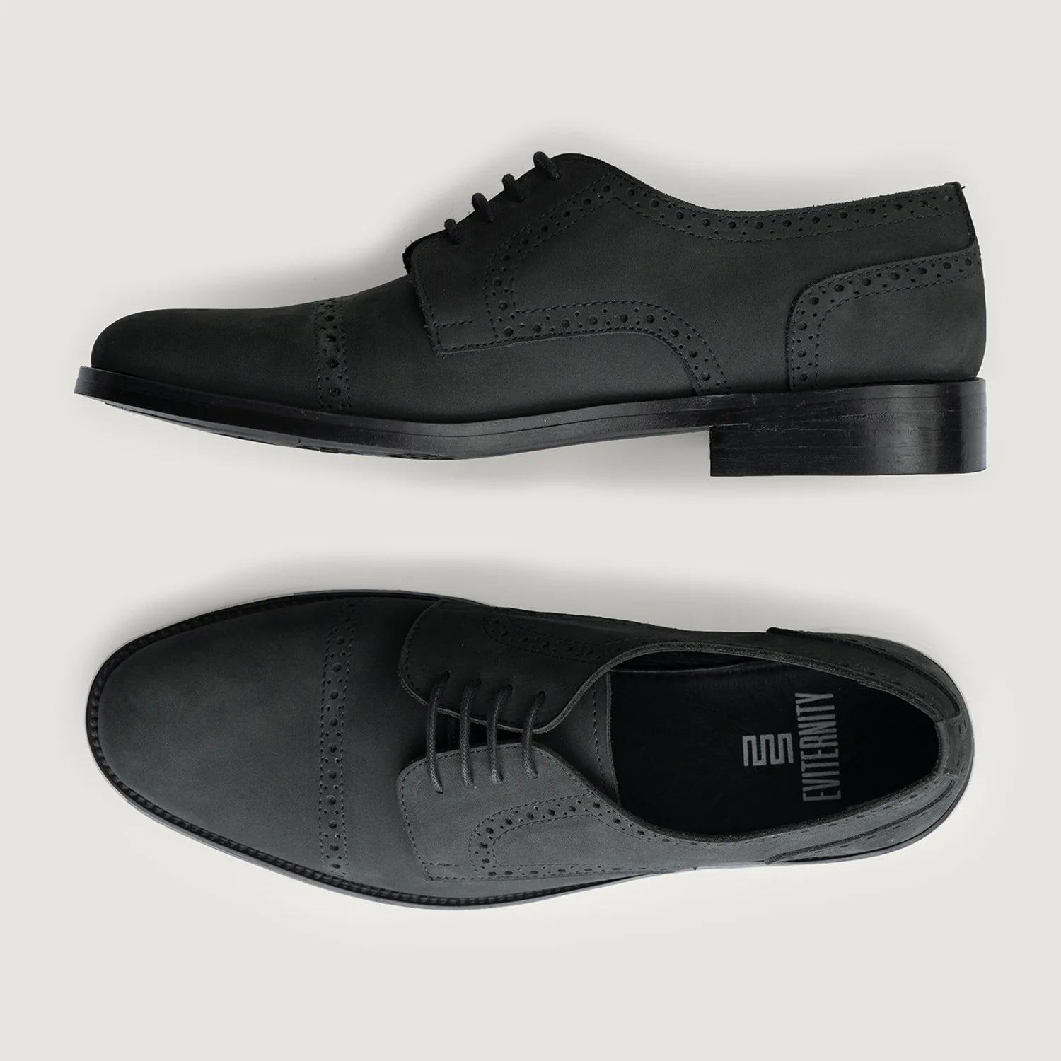 Dirk Brogues Derby Matte Black Nubuck Leather Shoes - StudGuard