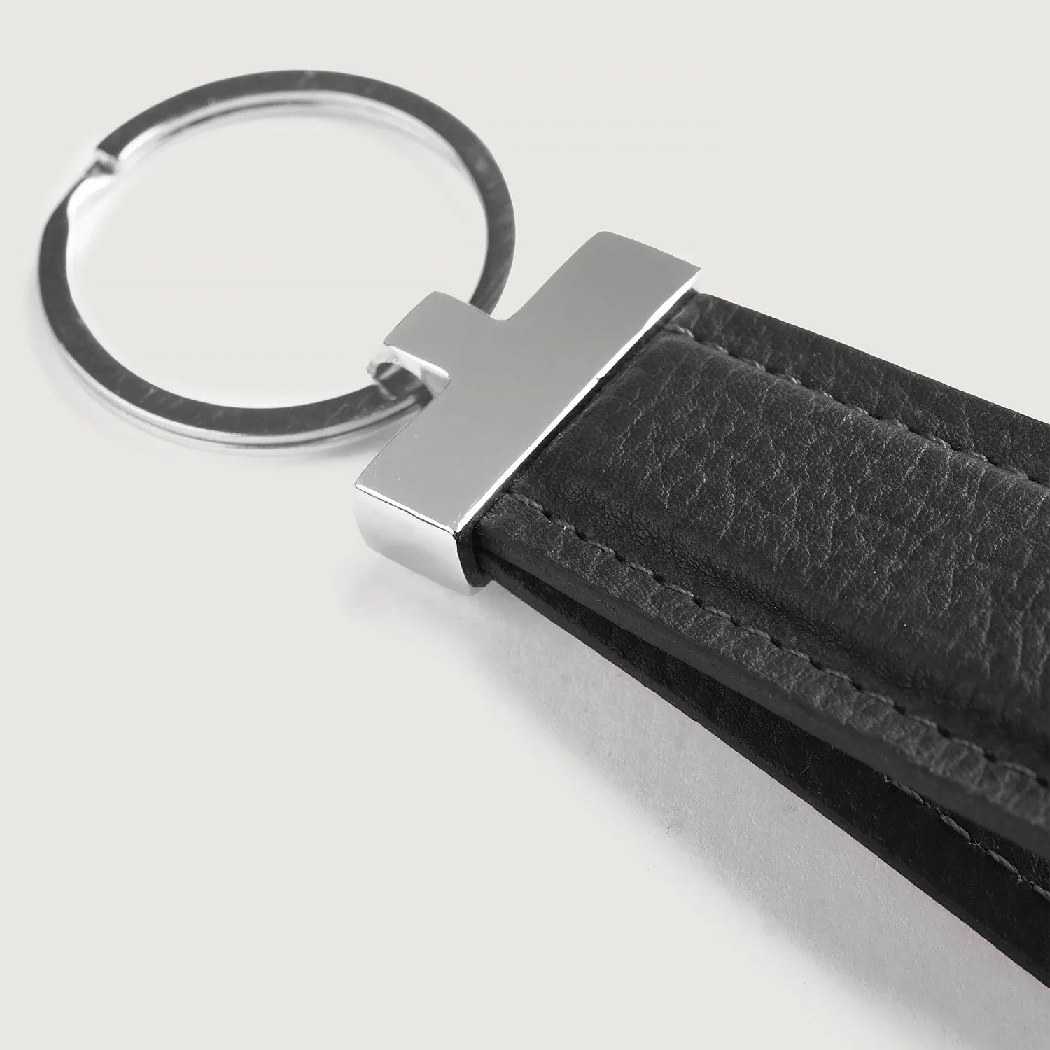 Elroy Black Leather Keychain