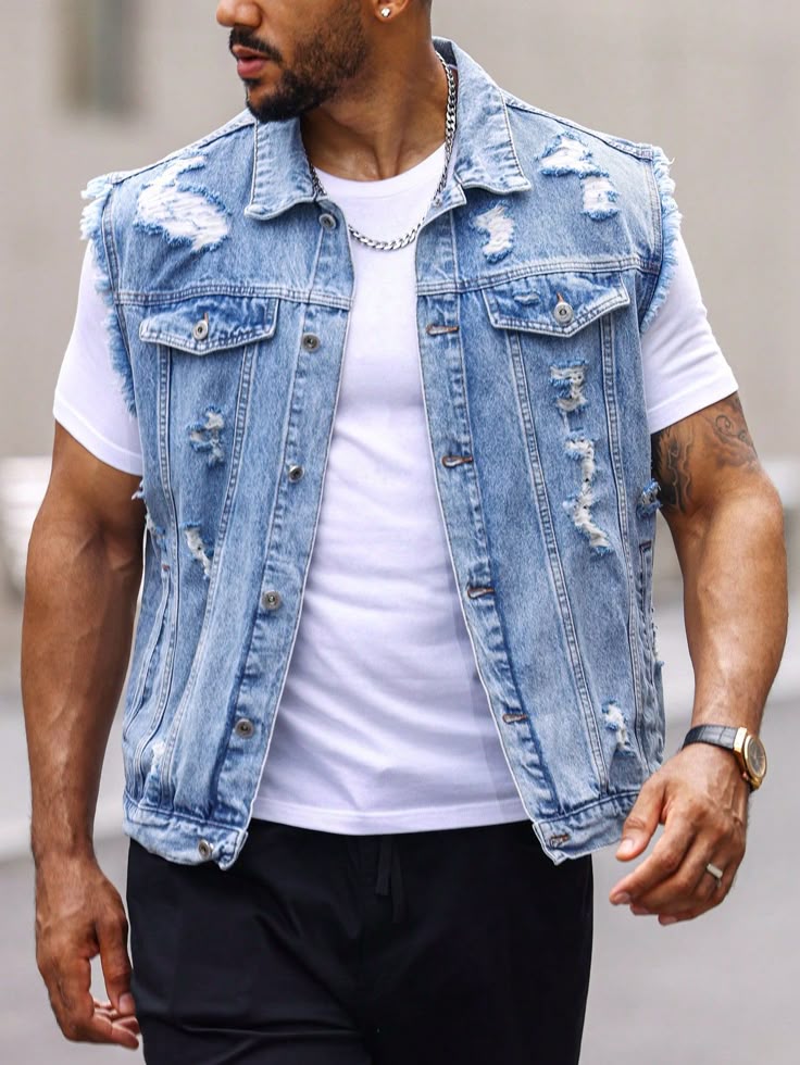 Custom Paul Kendall Denim Vests x 8