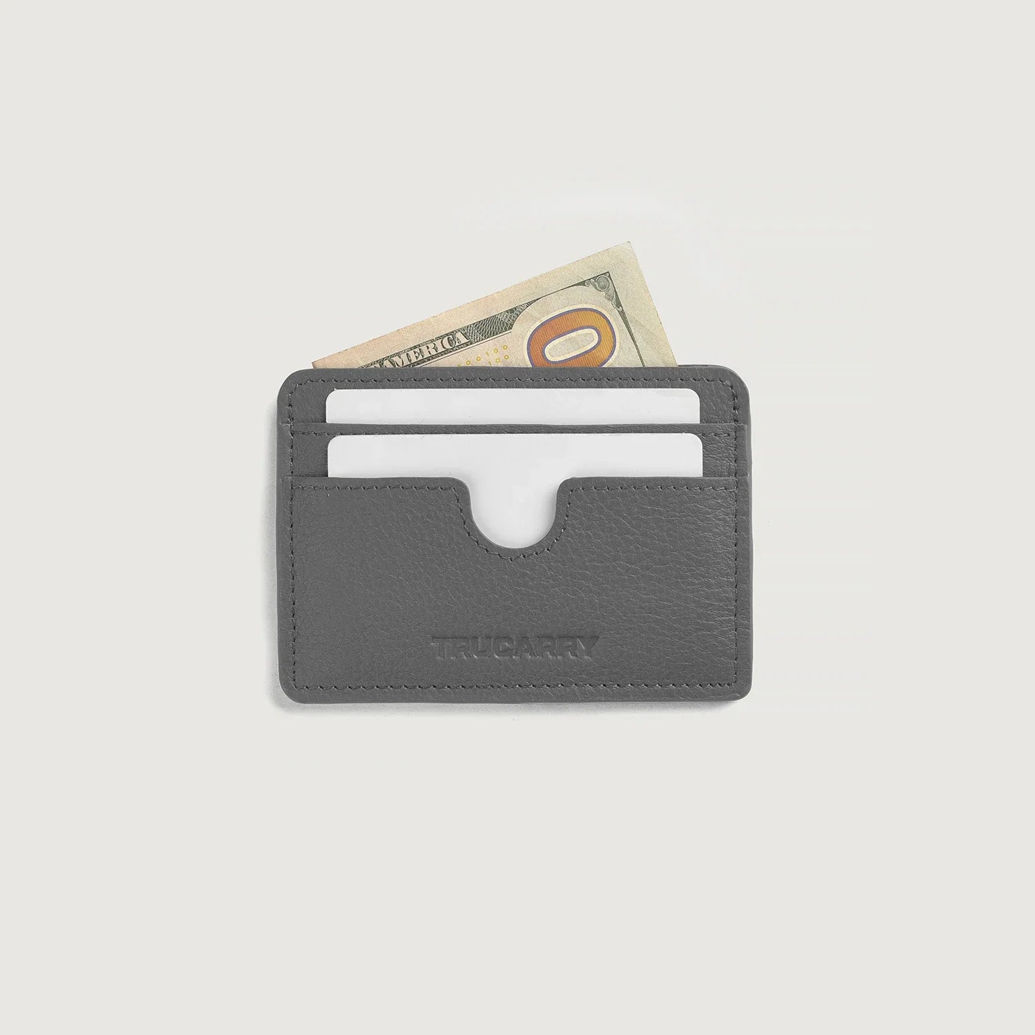 Karl Grey Leather Card Holder