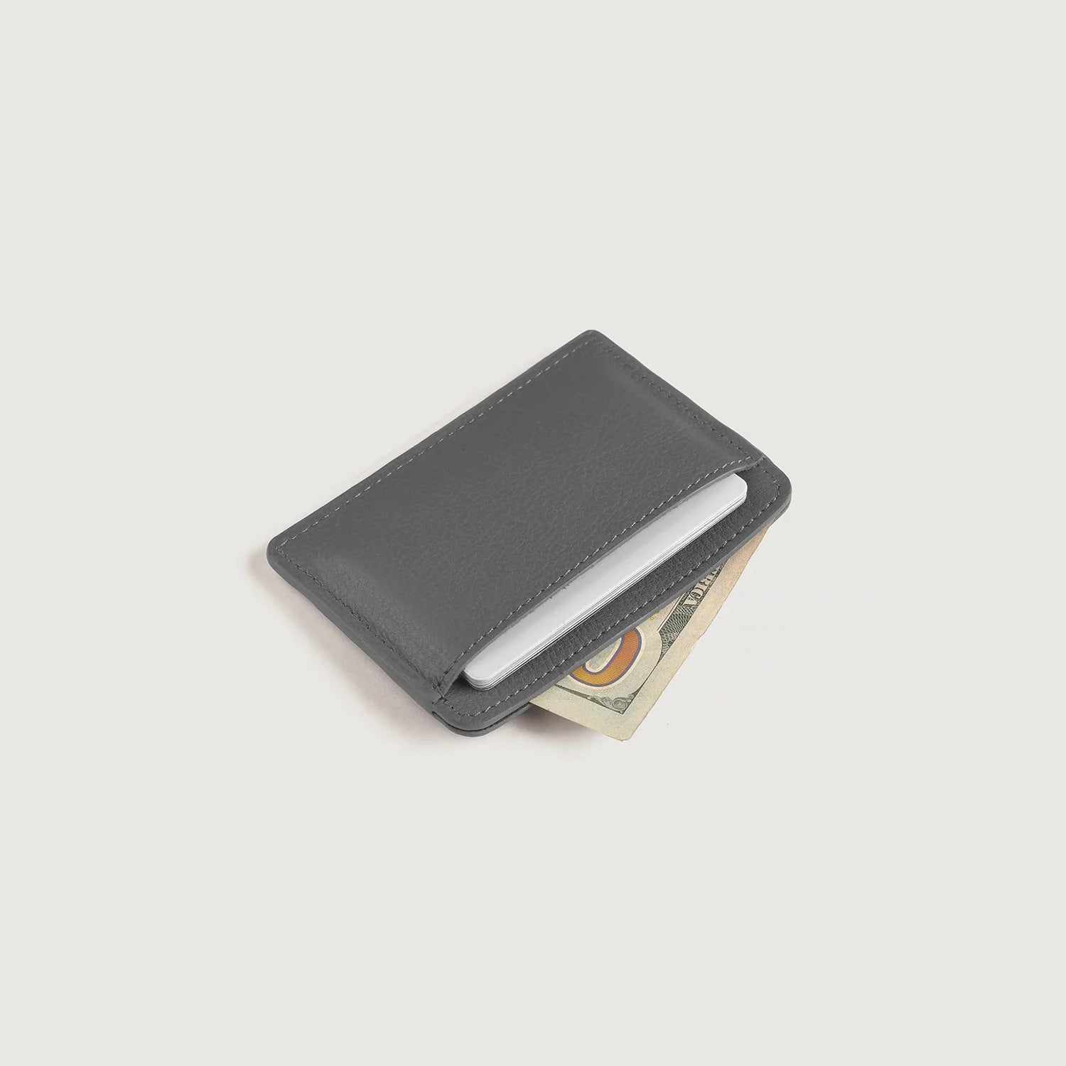 Karl Grey Leather Card Holder