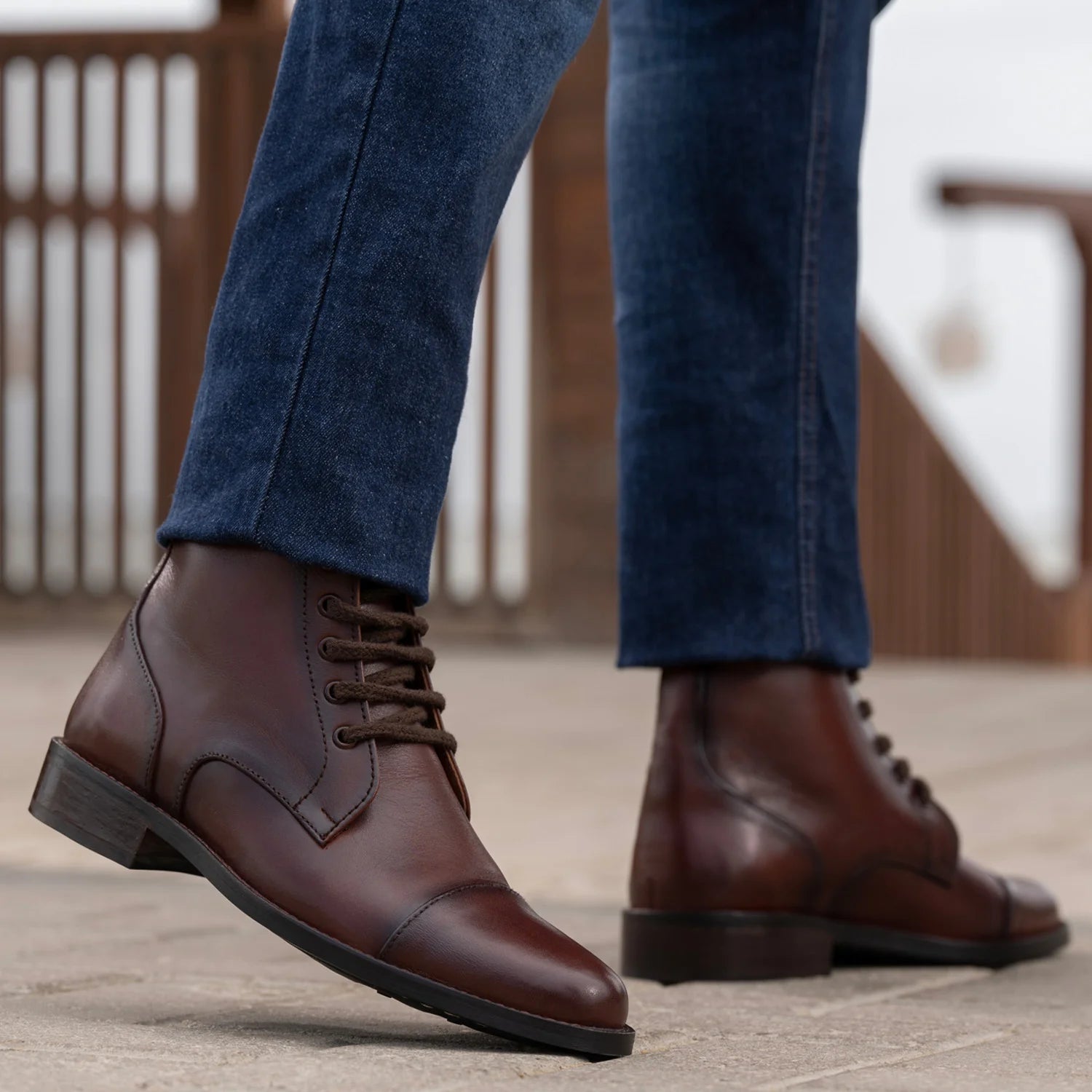 Knight Derby Burnished Brown Leather Boots - StudGuard